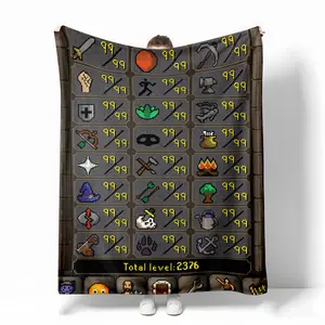 Old School RuneScape Maxed 2376 Total Level Stats Fleece Christmas Sherpa Blanket, OSRS 99 Skill Icons Blanket,Soft, Cozy, All-Season, Perfect for Home Decor, Nap, and Gift for Family & Friends