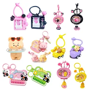 12Pcs Cartoon Glitter Keychain with Bell, Cute Kawaii Key Ring Accessory for Backpacks, Purses & Car Keys,Gift for Girls&Boys,Birthday gift for friends