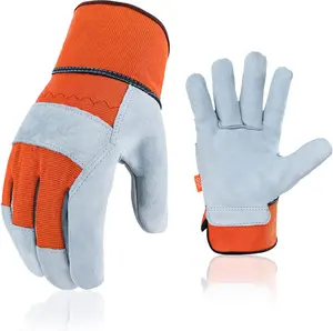 Vgo... 1-Pair Safety Leather Work Gloves - Men'S Gardening & Rigger Gloves (Size L, Orange, CB3501) Laborsing Safety Products Inc.