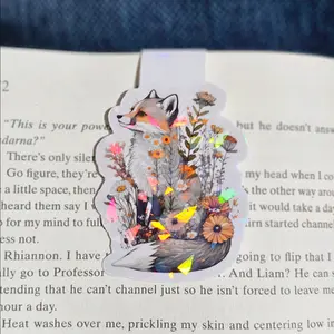 Fox Magnetic Bookmark, Holographic Fox Bookmark, Wildflower Fox Bookmark, Page Clip