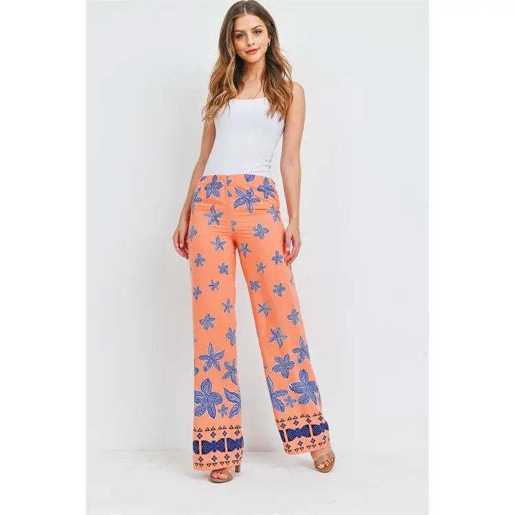 PEACH FLORAL PANTS