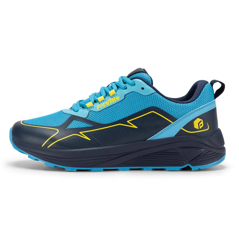 FitVille Men's Wide Toe Box Lace-Up Orthopedic Casual Trainers - Lightweight Breathable Footwear with Arch Support, Cushioned Insole, Slip-Resistant Rubber Sole for Trail & Everyday Training, Runner Sneaker Sports Shoes
