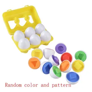 6pcs/12pcs Easter Egg Sensory Toys, Early Education Intelligence Fine Motor Montessori Geometric Pattern Eggs, Unisex Educational Toy Set