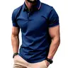 Men's Slim/Loose Fit Button-Front Polo Shirt - Menswear, Casual, 100% Polyester Fabric (150 GSM), Smooth Lightweight, Non-Iron, Contrast Double Striped Collar & Cuffs, Business Golf Top, Khaki