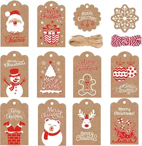 120PCS Brown Kraft Paper Gift Tags - DIY Christmas Hanging Name Tags with Twine String - Wedding & Crafts