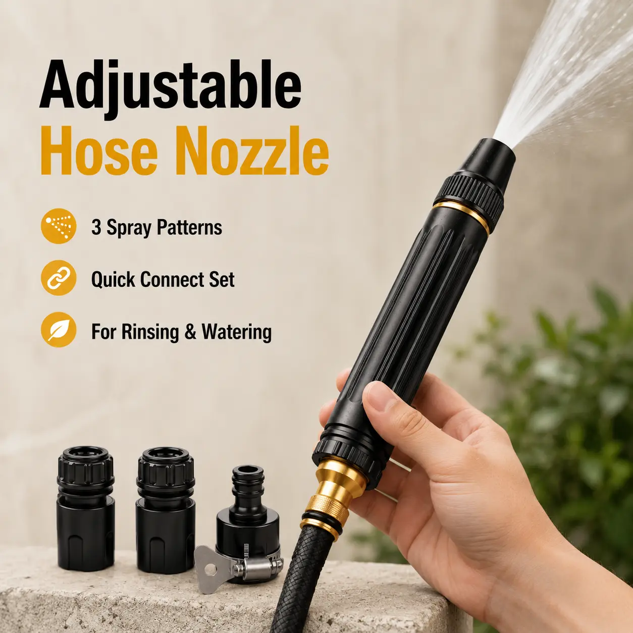 Adjustable Water Spray Gun - Multi-Function High-Flow Hose Nozzle with Removable Hose for Car Wash, Garden Plant Watering, Summer Sale Deals