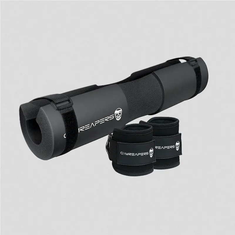 Gymreapers Ultimate Glute Building Duo - Ankle Straps & Barbell Squat Pad for Hip Thrusts, Cable Kickbacks, and Leg Day Workouts