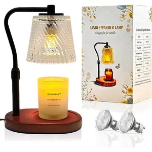 Candle Warmer Lamp with Timer Dimmable, Adjustable Wavy Clear Lamp Candle Warmer for Scented Candles, Housewarming  for Spring  Decor, Women Mom Birthday Gifts with Charming Box & 2 Bulbs