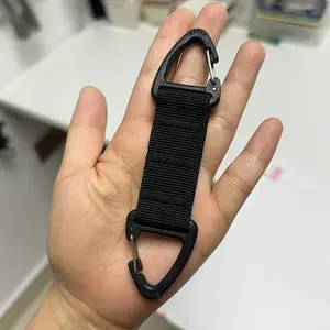 Outdoor multifunctional luggage accessories 2.5cm nylon ribbon Hawk hook tactical mountaineering keychain，Secure, Nylon Tactical Buckle