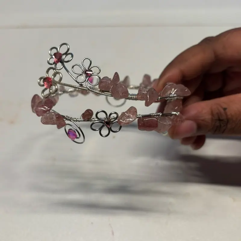 Gemstone Gold Copper Wire Armband  Handcrafted by Adanya Renee