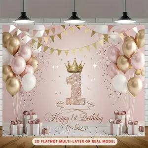 1st Birthday Party Banner Backdrop Tapestry, Polyester Photo Prop Decoration, Home Room Wall Festive Party Supplies