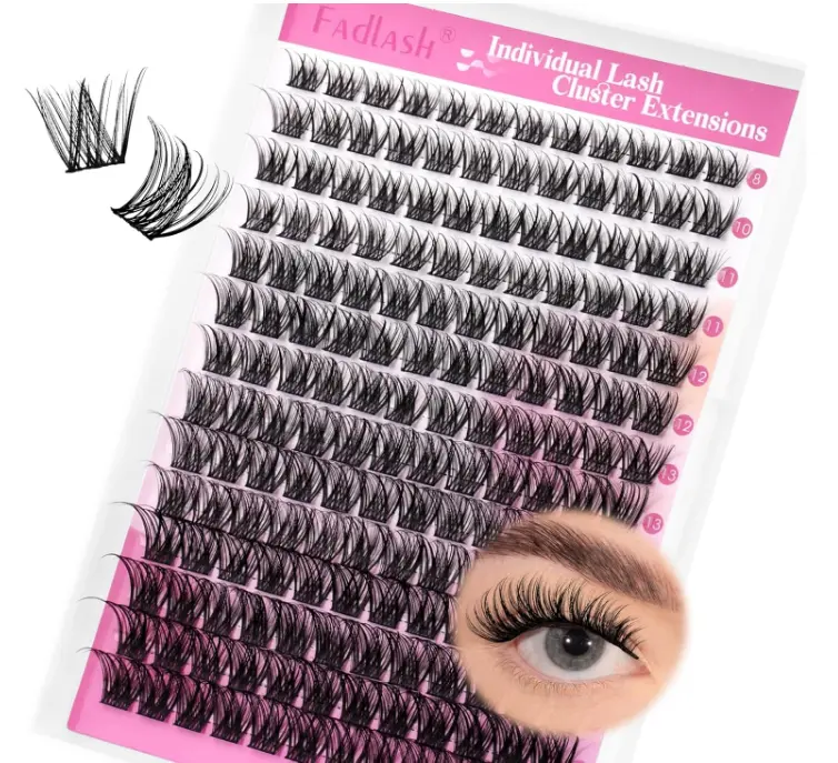 FADLASH Lash Clusters Wispy Eyelash Clusters D Curl 8-16mm Individual Lash