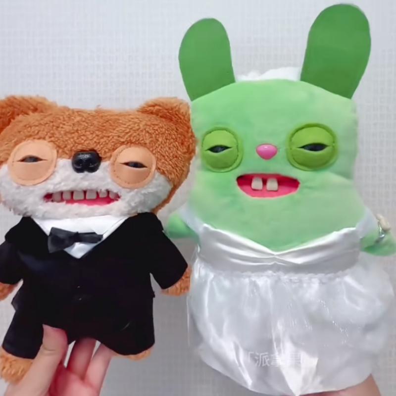 2026 New Fuggler Wedding Theme Ugly-Cute Monster Plush Toy | Funny Toothy Stuffed Doll | Trendy Collectible, Desk Decor & Gift