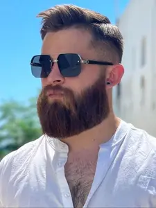 Men's Vintage Semi-rimless Sunglasses, Trendy Casual Sunglasses for Everyday Use, Fashion Accessories for Outdoor Activities