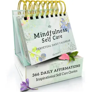 Mindfulness Perpetual Flip Calendar with 366 Daily Affirmations - Self Care Gifts for Women, Teacher Appreciation, Inspirational Office Desk Decor, Stress Relief Desk Accessory Gift