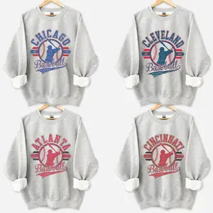 Vintage Baseball Sweatshirt – Ash Grey, Custom Your Team, Retro Established City Baseball Shirt, Game Day Outfit, Gift for Fans, Menswear & Womenswear