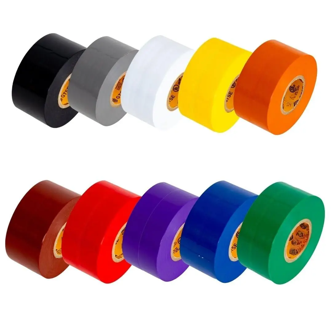 Wide Electrical Tape,  10-Pack - , Industrial Grade Vinyl, 2 in x 66ft-  Self-Adhesive PVC Electric Tape for Wire Insulation, 7 Mil, 600V - UL/CSA Listed