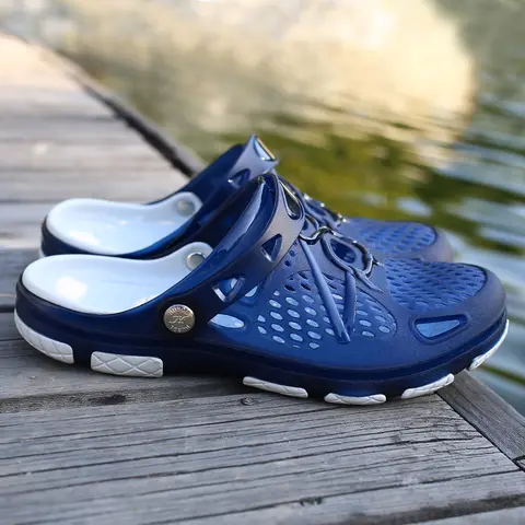 Men's Casual Easy Glide Fashion Slippers - Breathable Mesh Clogs, Anti-Slip Waterproof, Hands-Free Slip-In Walking Shoes for Gardening, Beach Walk, Lightweight All-Season Dry Footwear