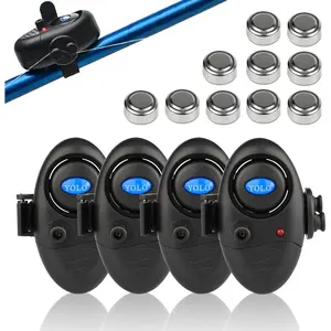 Upgraded Fishing Bite Alarm with 10 Bonus Batteries - Adjustable Volume Electronic Sensor, Loud LED Siren Alert for Day & Night Carp Fishing, Waterproof Indicator for Bank Rods