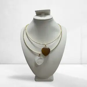 Amtiari Natural Stone Heart Flexible Choker – 14K Gold-Plated, 16", Water-Resistant & Daily Wear