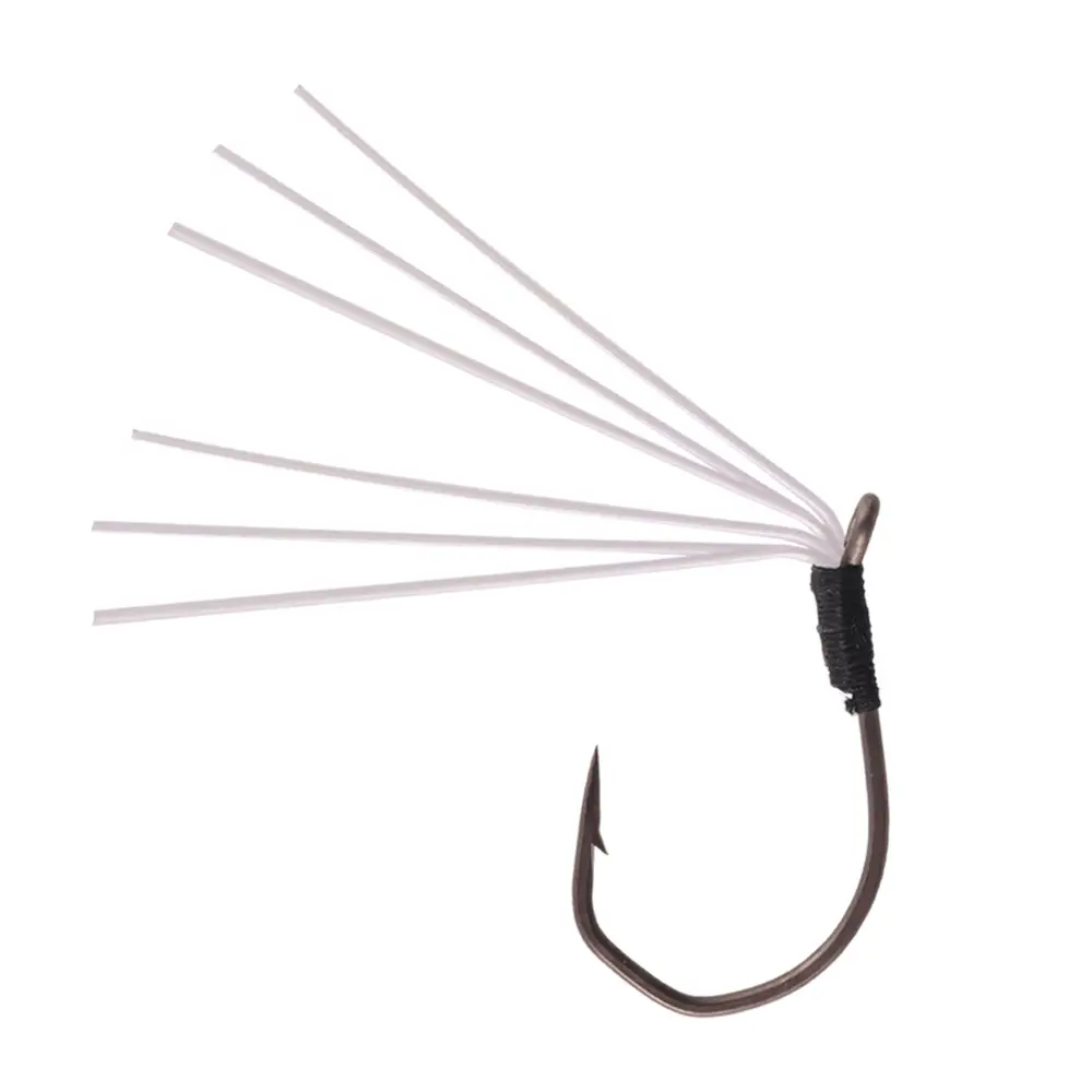 DeepJaw Outfitters 10pcs Teflon Coated Weed Guard Wacky Hooks 1/0# 2/0# Heavy Duty Bass Fishing Hooks, Weedless Design Soft Worm Lure Rig Tackle