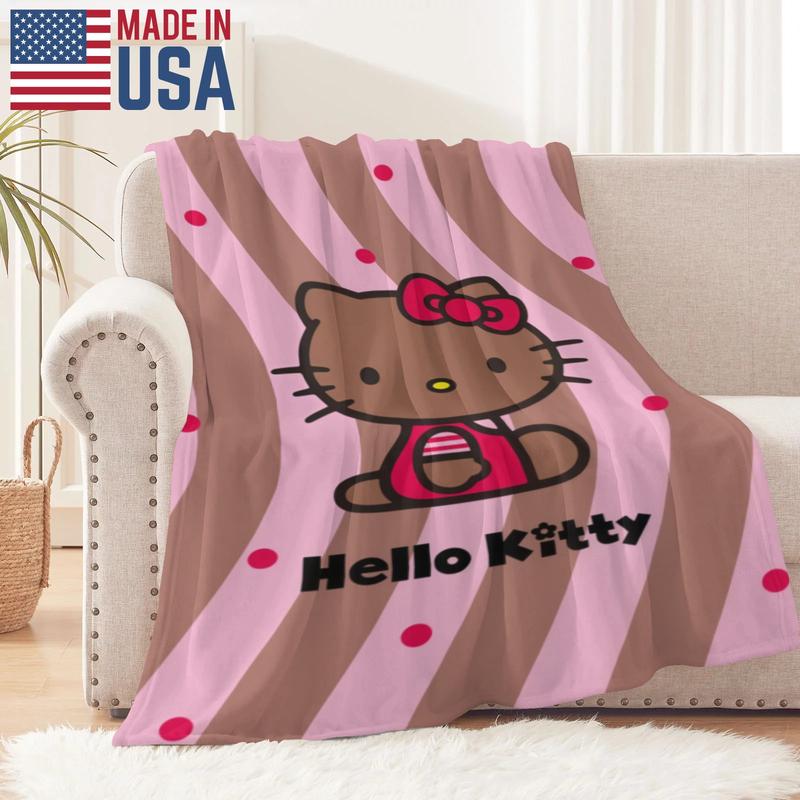 Sanrio Hello Kitty Blanket Soft Plush Throw with Iconic Pink Bow Design for Cozy Home Decor and Snuggling