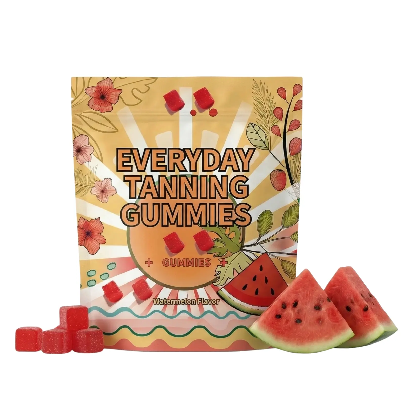 Everyday Chewable Tanning Gummies with Astaxanthin, Lycopene & Beta Carotene - Skin Care Antioxidant Vegan GMO-Free Dietary Supplement for Men's Skin Health Glow, 60 Edible Gummies - Healthcare (D)