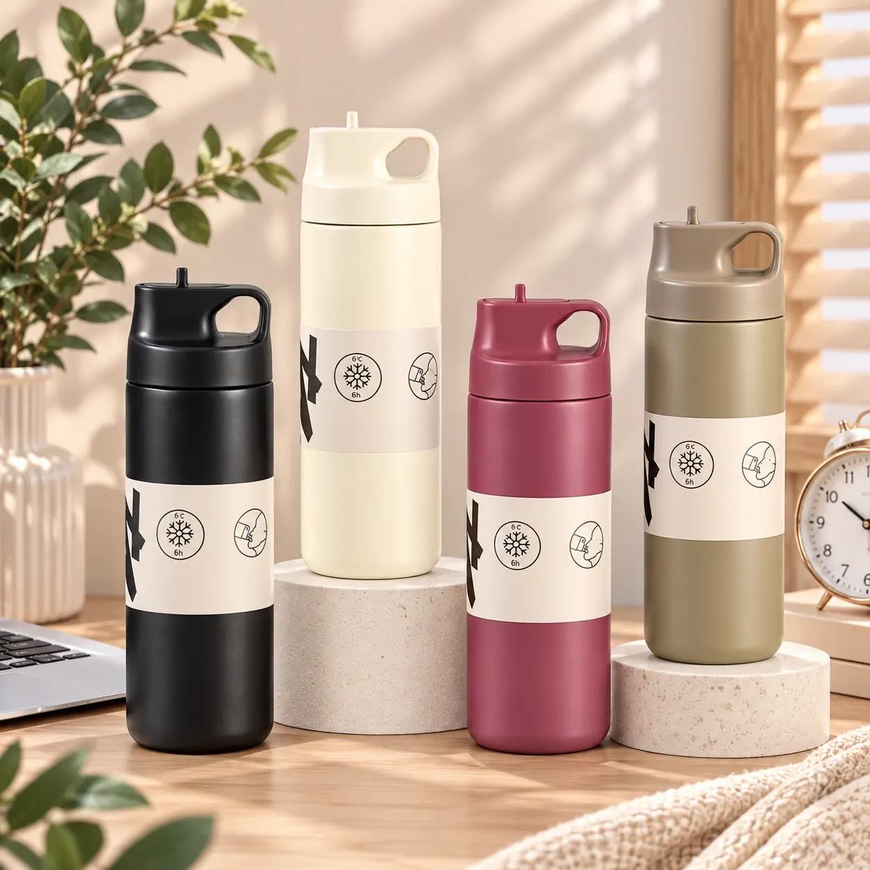 1pc 550ML/18OZ Straw Cup, 304 Stainless Steel Vacuum Insulated Tumbler With Lid, Portable Travel Mug, Water Bottle, For Outdoor, Camping