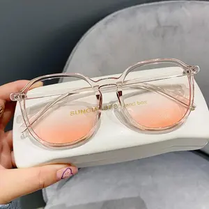 Atmospheric Anti-blue Light Blush Glasses with The Same Trendy TR Large Frame Glasses Frame High Quality Eyewear White