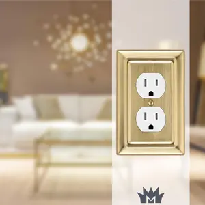 Architectural Duplex Outlet Wall Switch Plate - Brushed Gold Finish