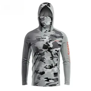 Men's Camouflage Fishing Shirt - Sun Protection, Ice Silk, Long-Sleeve Hoodie with Face Mask - Quick-Drying, Breathable, Lightweight