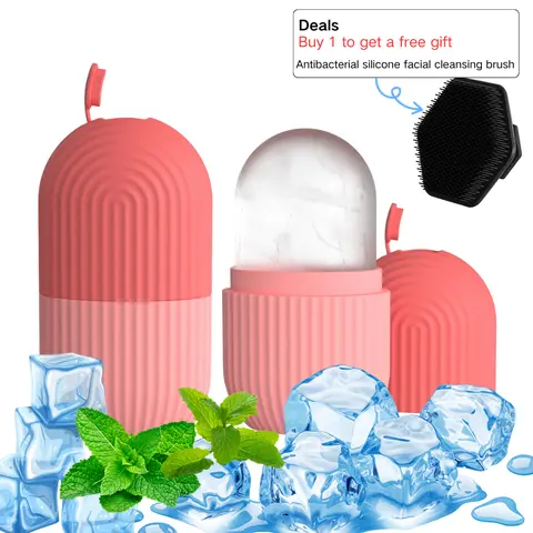 Comfort Ice Cube Roller Massage for Face Eyes and Neck Naturally Conditioning Skin Care De-Puff Eye Bags Reduce Migraine Pain Reusable 50G Pink Silicone Tool Silicone Daily Serum