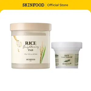 [SKINFOOD Official] Rice Brightening Care Duo | Rice Brightening Toner Pads  60EA + Rice Mask Wash Off 120g