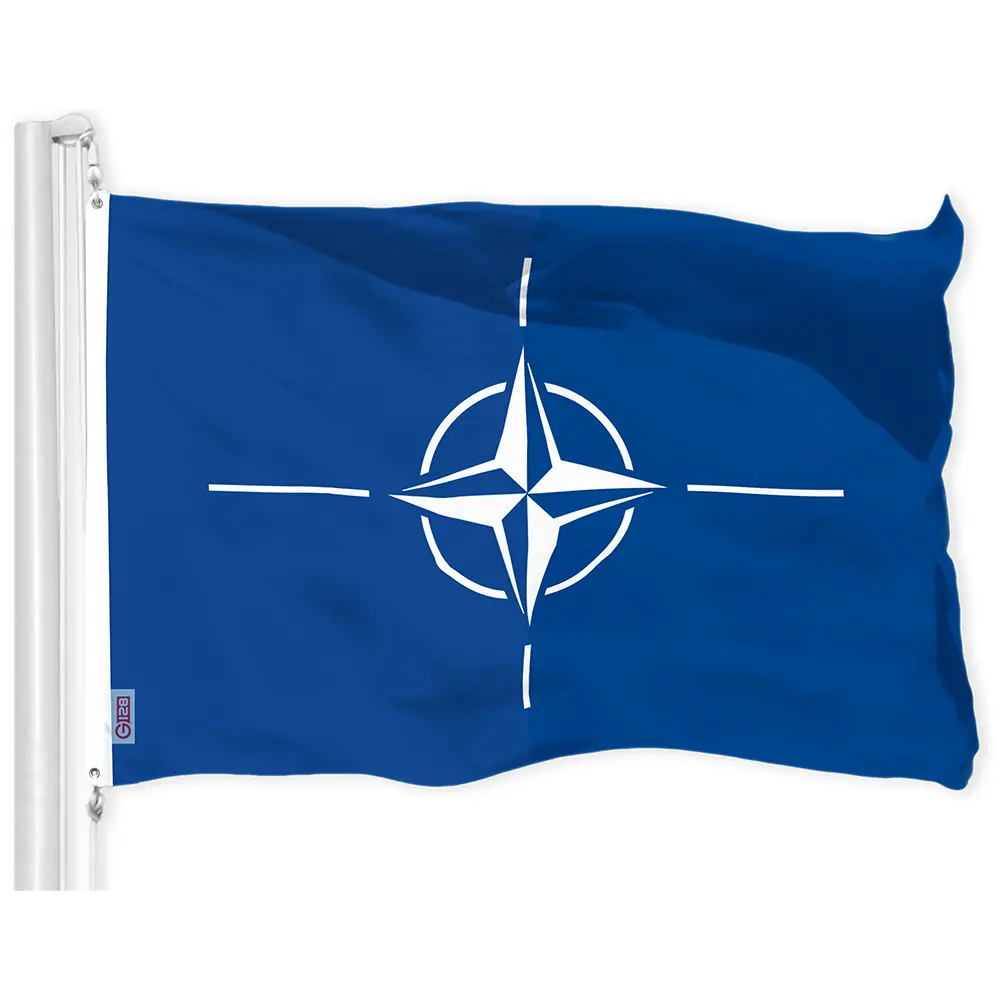 G128 North Atlantic Treaty Org NATO Flag | 3x5 Ft | LiteWeave Pro Series Printed 150D Polyester | Indoor/Outdoor, Vibrant Colors, Brass Grommets, Thicker and More Durable Than 100D 75D Polyester