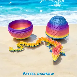 3D Printed Crystal Dragon with Scaled Dragon Egg Holder Unique Home Decorative Figurine - Lightweight Multicolor Gift Collectible Set Shelf