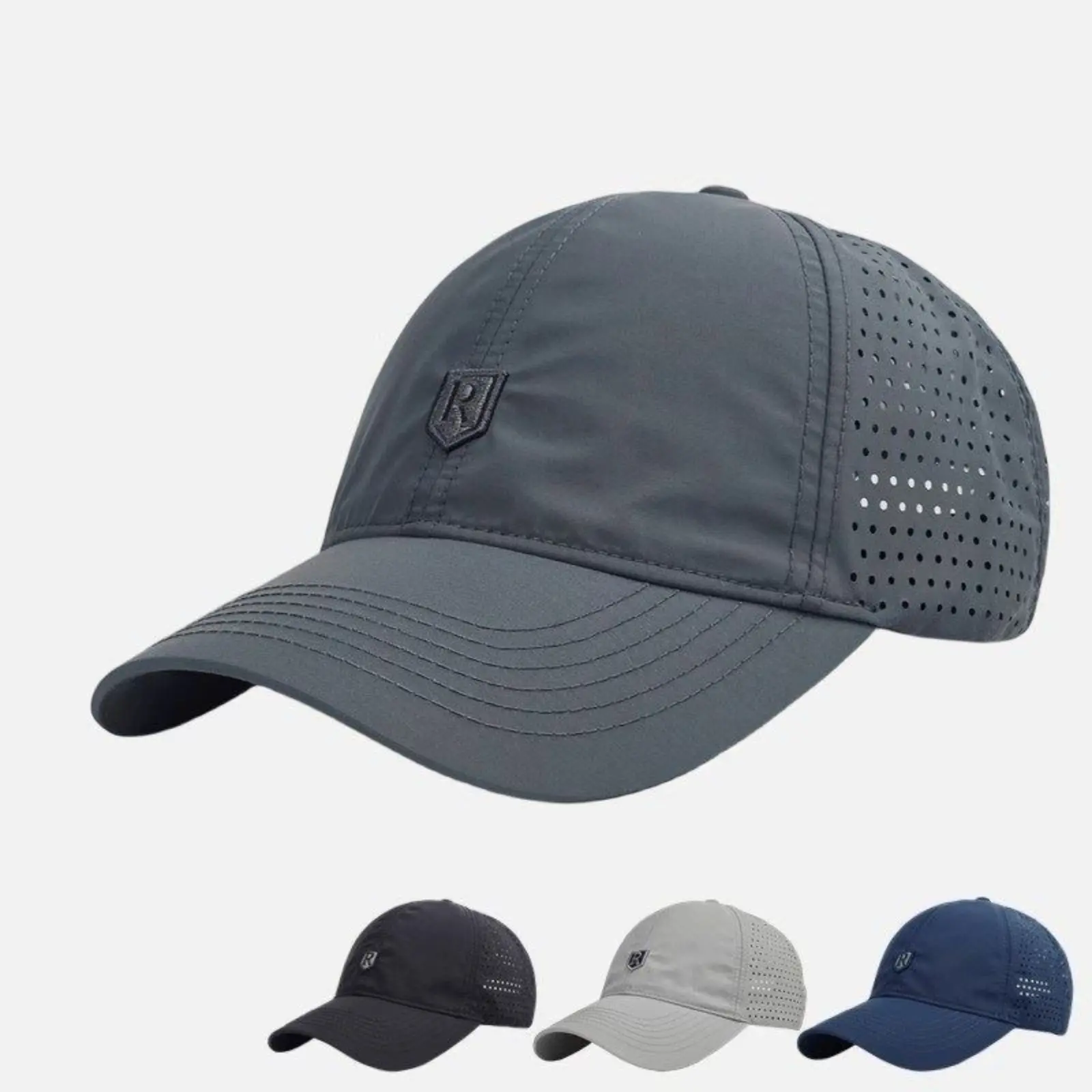 Men's Lightweight Mesh Outdoor Hat, Breathable Quick-Drying Trucker Style Baseball Cap with Shield Logo, Mesh Trucker Hats, Outdoor Hats