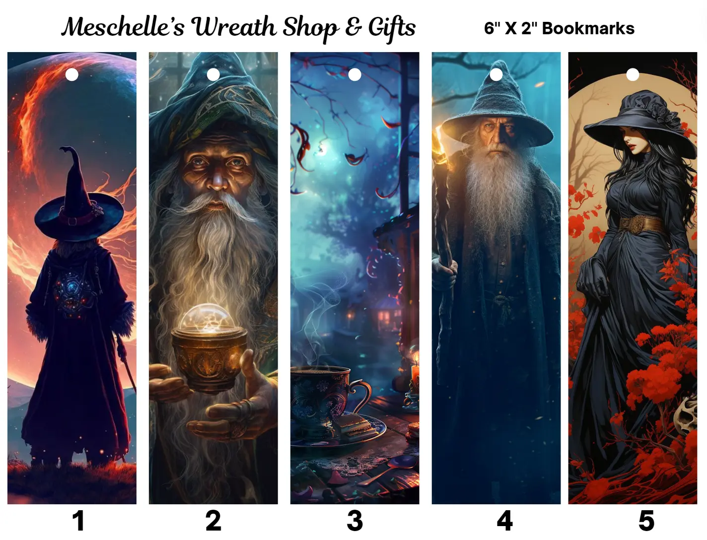Wizards Themed Glossy Tasseled Bookmarks (2x6 in) - Thoughtful Gift for Book Readers, Friends, Teachers (1 Target Group: Educators & Peers, Stocking Stuffers)