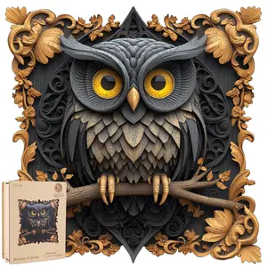 Birthday Gift / Toy/ Kidult Selected Gifts for Father's Day Delobil Premium Thick Puzzles for Adults with Puzzle Saver, Unique Adult Jigsaw Puzzles, Brain Teaser Family Game Gift, Leisure Time Fun Challenge & Stress Relief-3D Owl -200pcs