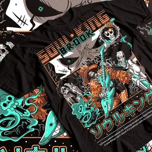 [SALE OFF 25%] One Piece Brook Soul King T-shirt Horror Anime Gifts Exclusive Shirt All Size