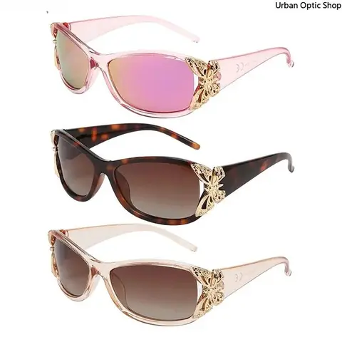 XUH Women's Polarized Wrap-Around Butterfly Sunglasses - 60mm Frame, 20mm Nose Bridge Width, UV400 Protection, Blush Pink Nylon-PC Frame, Retro Stylish Accessories for Women, Outdoor Fashion Driving Shades