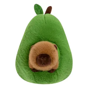 Brown Avocado Capybara Stuffed Toy with Turtle Backpack - Cute Animal Design, Soft Stuffed Animal, Plushies, Hugging Gift for Kids Soft Huggable Stuffedtoy