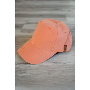 Women's Low Profile Adjustable Snapback Cap in Clay | Baseball Style Hat with Vegan Leather '&' Patch & Hook & Loop Closure