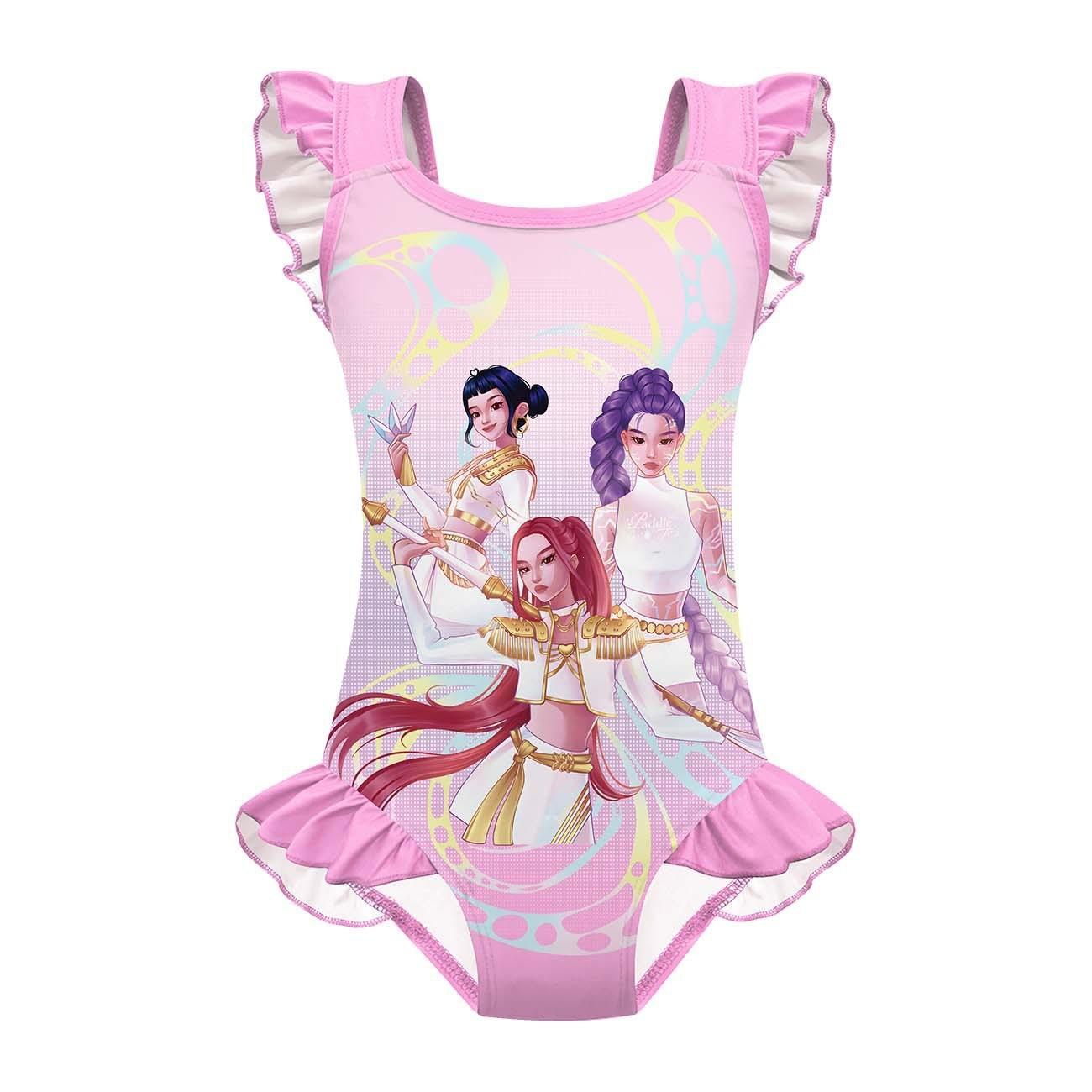 2026 New Arrival: K-Pop-Style "Demon Huntress" Girl Group Outfit — High-Stretch, Lace-Trimmed One-Piece Swimsuit & Cosplay Set