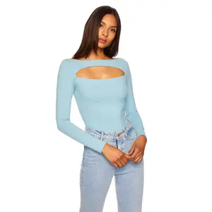 cut out front long sleeve top