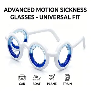 Motion Sickness Glasses – Car Sickness Relief Glasses for Adults & Kids – Anti Nausea Vertigo Glasses for Carsickness Airsickness Seasickness – No Lens Liquid Tube Glasses – Travel Essential