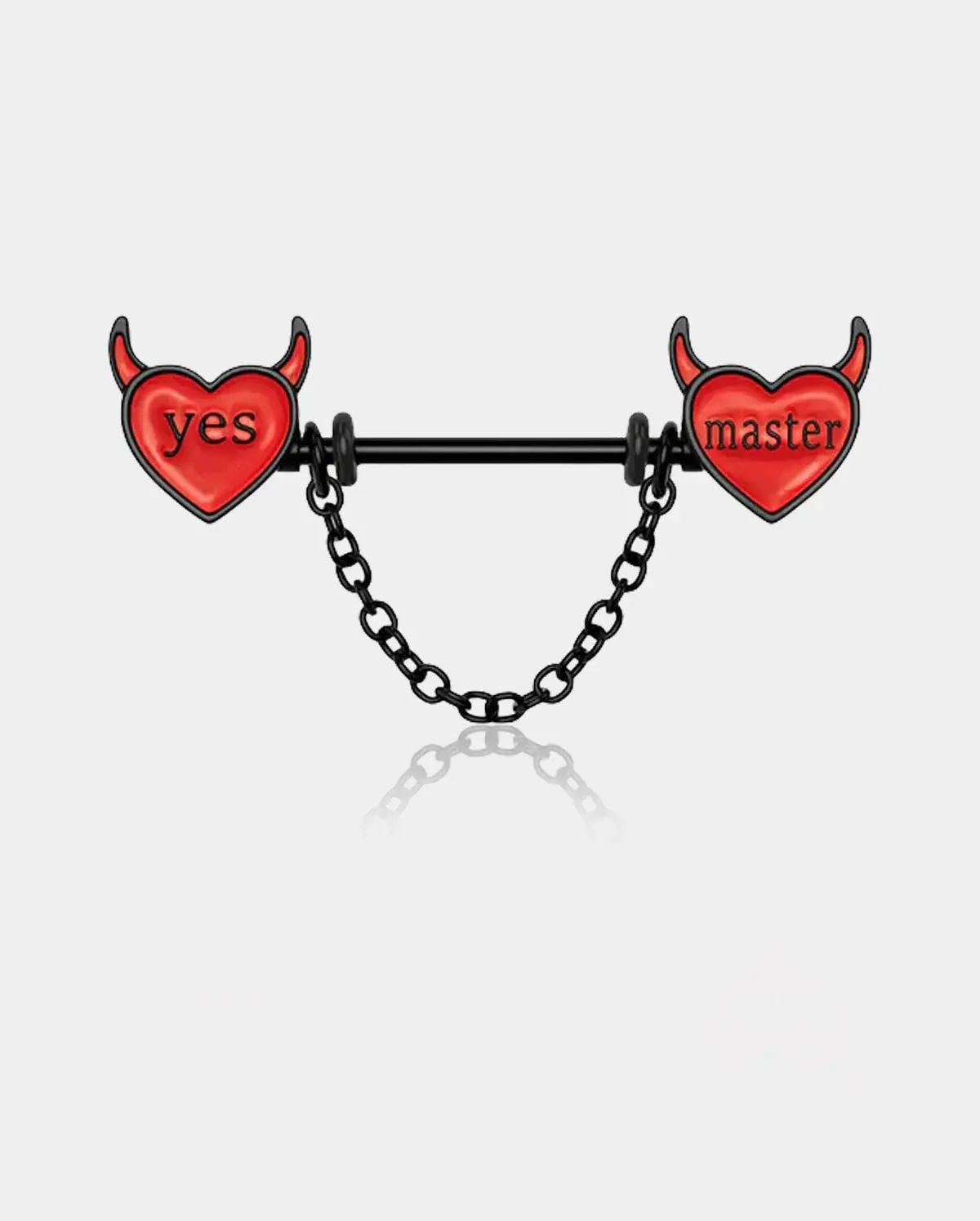 2PCS Red Little Evil Chain Nipple Barbell Rings