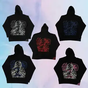 SDL x VIRGIN MARY Hoodie Black/White/Red/Blue Unisex Streetwear Graphic Hoodie Pullover Sweatshirt Casual Oversized Gift For Him