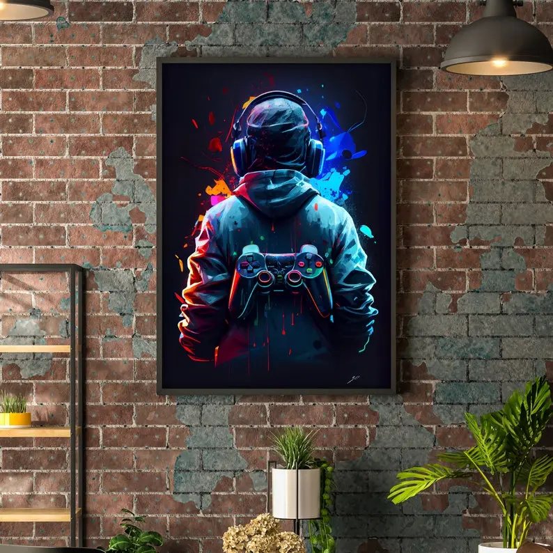 Gaming Console Poster, Video Game Wall Art Print, Game Room Decor Gamer Gift. Artistic Ornaments