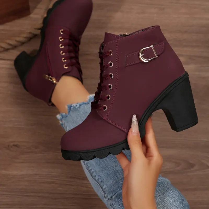 Women's Round Toe Platform Ankle Boots, Faux Fur Lining Short Boots for Outdoor and Commuting, Fall & Winter Casual Footwear