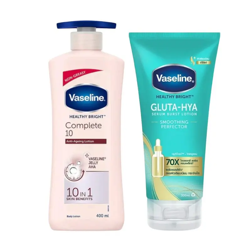 Vaseline Limited Edition Body Care Set: 400ml Anti-Aging Body Lotion & Gluta-Hya Serum-Burst Soothing Formula, Hydrating Moisturizer for Dry Skin with Selfcare, Repair & Health-Promoting Qualities Moisture Moisturizing